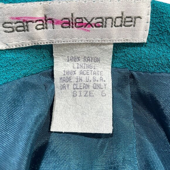 Sarah Alexander Teal Skirt Suit Set Size 4 6 Vintage Career Mod Retro Minimalist - Picture 4 of 12